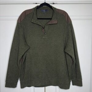 Cremieux Pullover Sweater Mens XL Mock Neck Suede‎ Shoulder Elbow Patch Casual